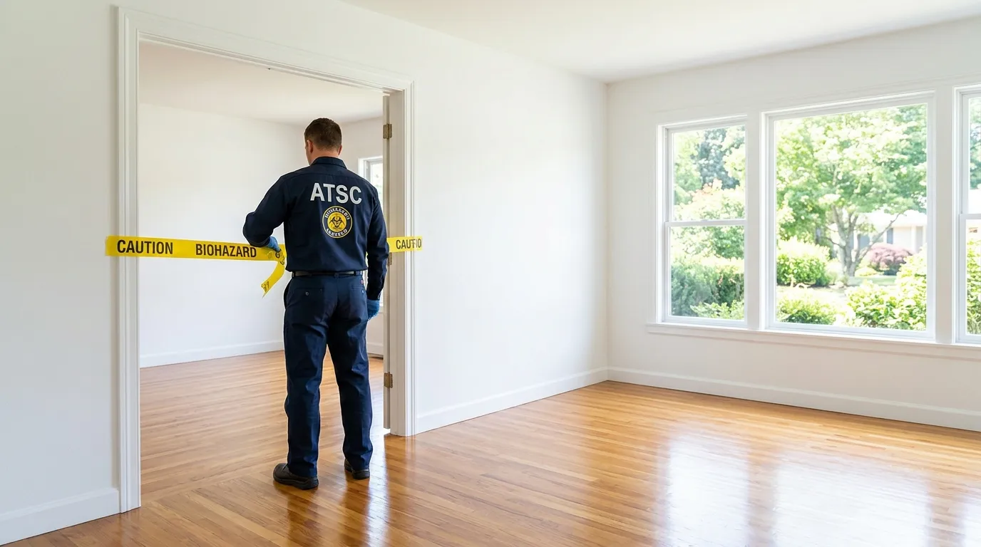 Certified biohazard cleanup crew performing Trauma Scene Cleanup in Lewistown